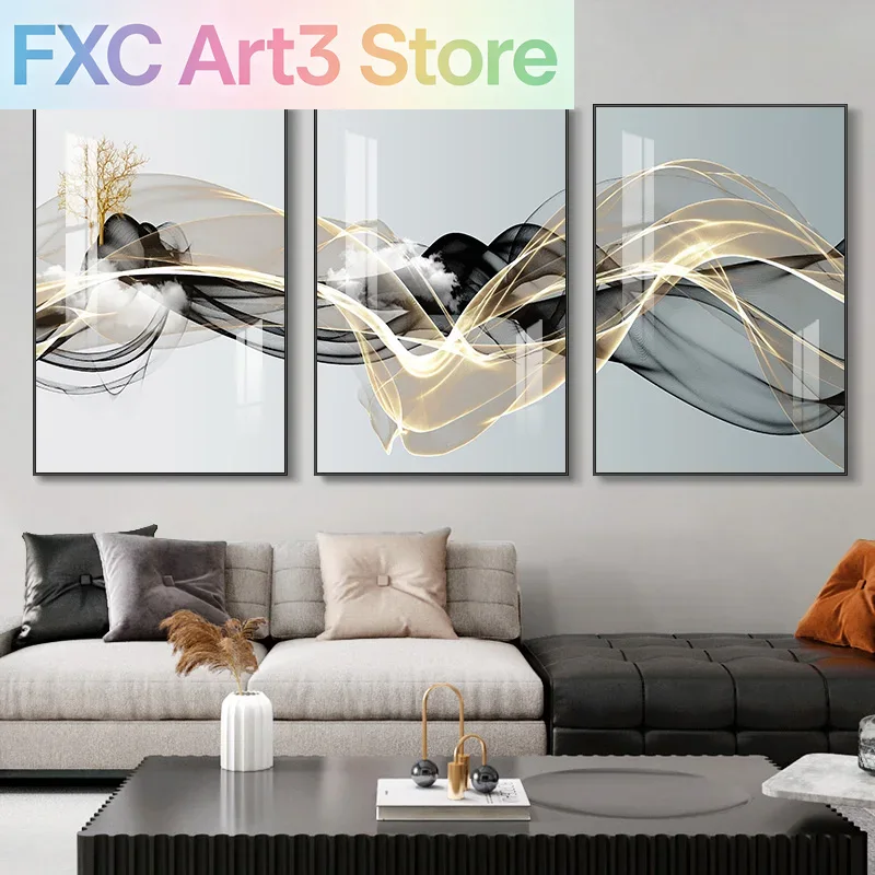 Abstract Canvas Set - 3 szt./zestaw Bezramowe 3 Nordic Luxury