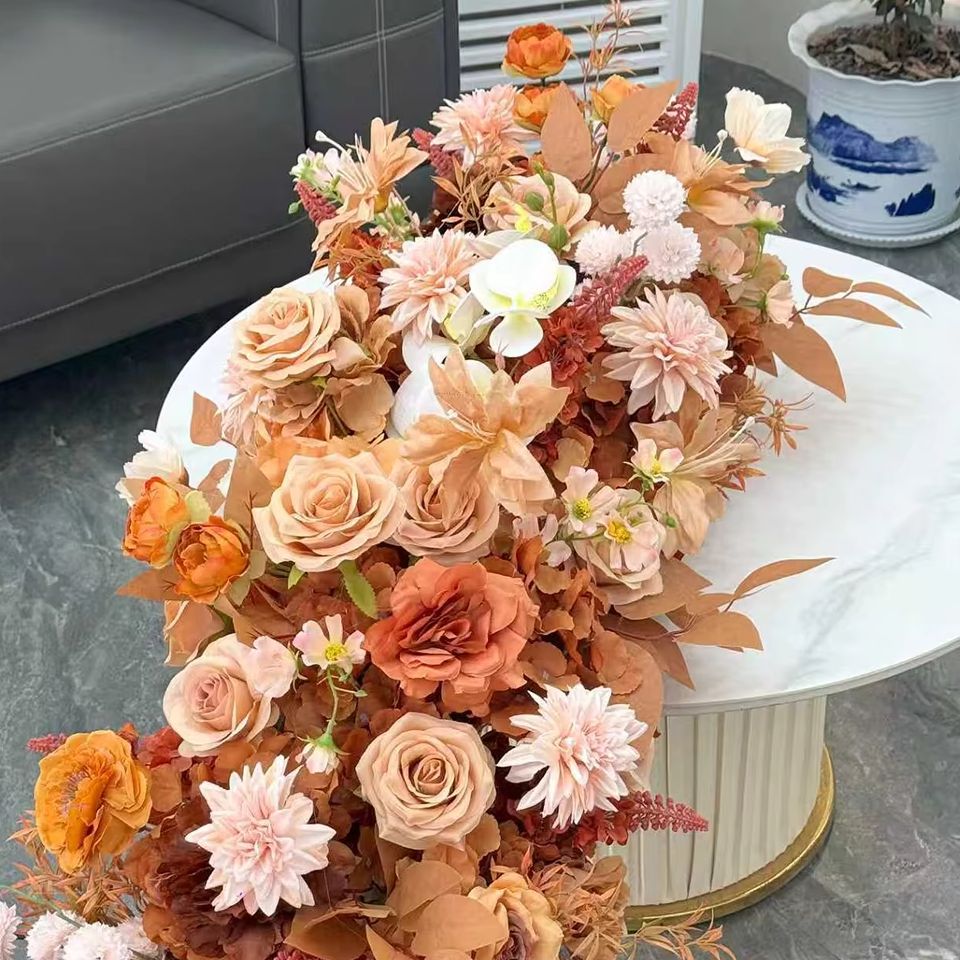 Table Runner - 2M Luksusowy 5D Pomarańczowy Karmelowy Jesienny