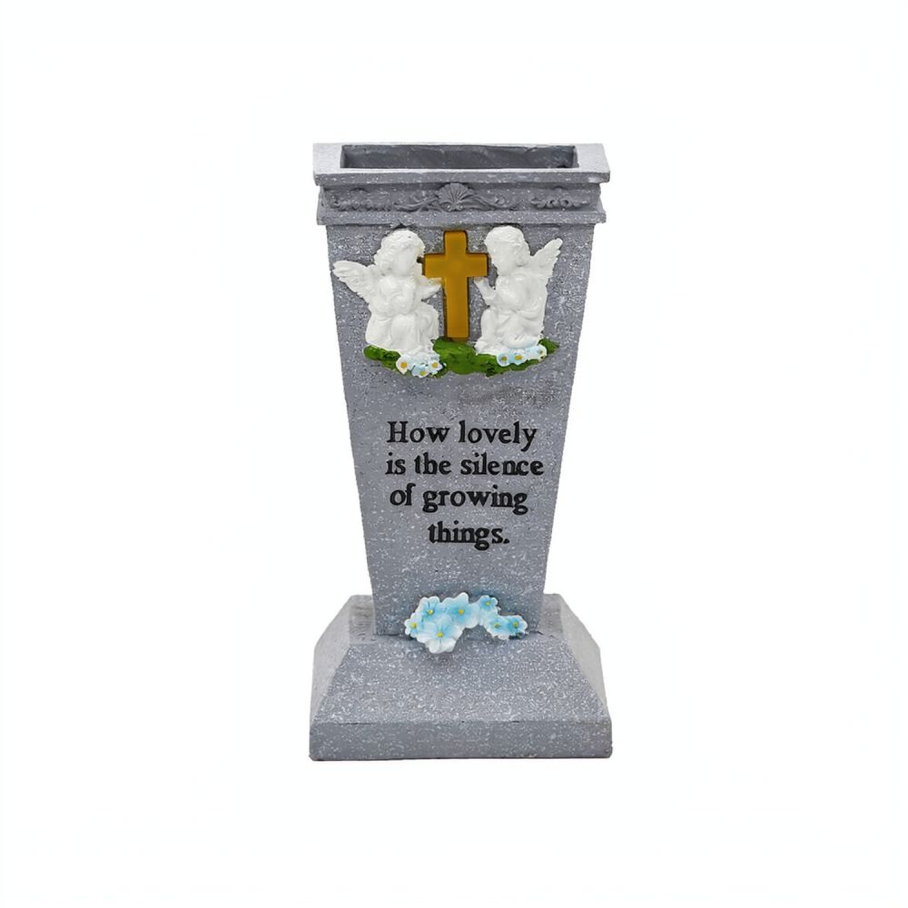 Vase Decor - Wazon cmentarny z żywicy, z motywem