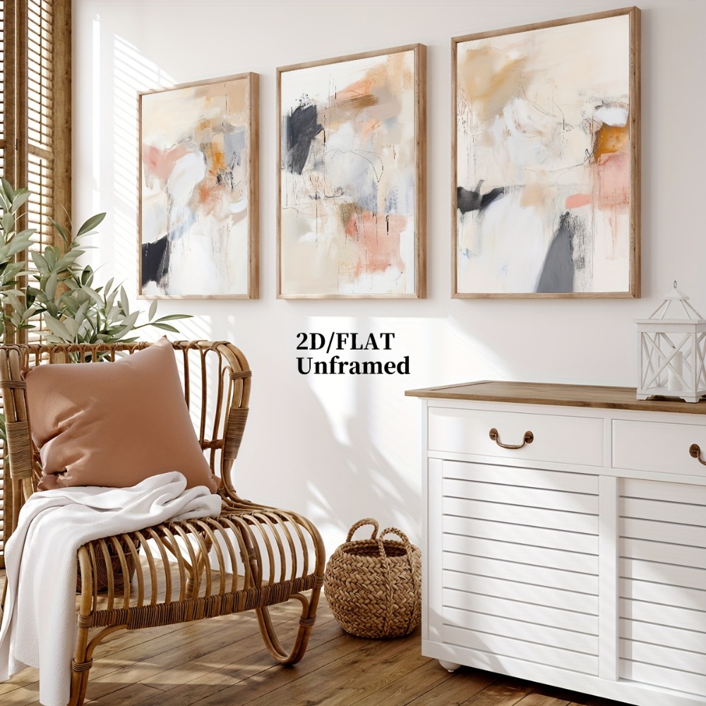 3 szt. Bezramowe, neutralne be – Abstract Canvas Set recenzja i cena