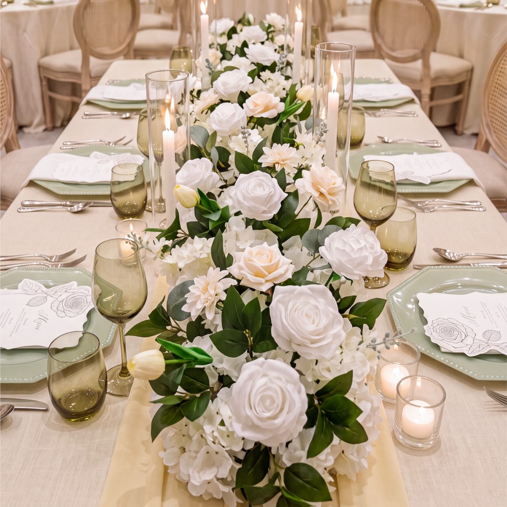 Uflower Róża Zielona Girlanda  – Table Runner recenzja i cena
